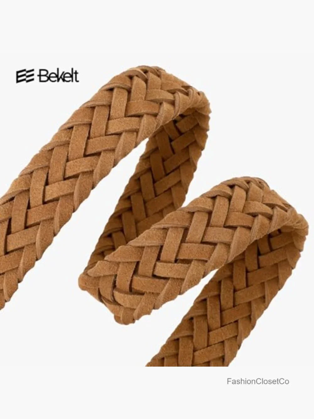 Braided Suede Belt with Matte Gold Buckle for Jeans Pants Dresses